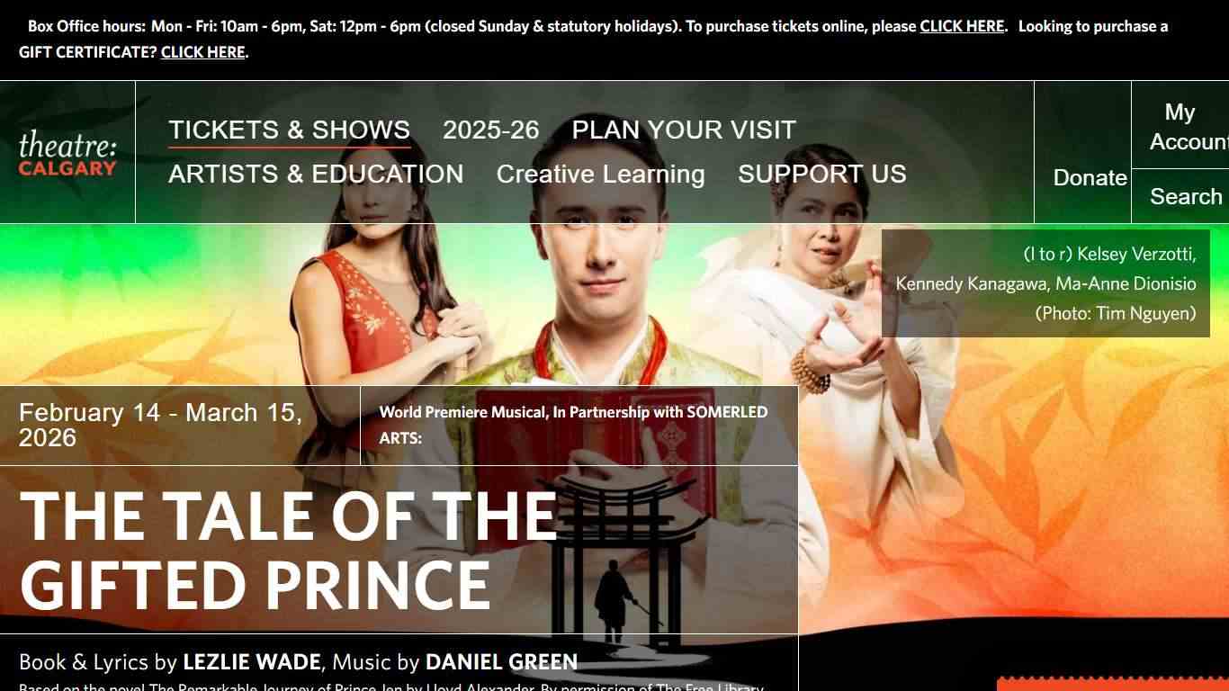 The Tale of the Gifted Prince | 2025-2026 Season | Theatre Calgary